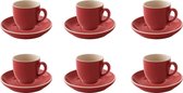 Palmer Tasse à café et soucoupe Colors 14 cl 12 cm Rouge Porcelaine 6 pièce(s)
