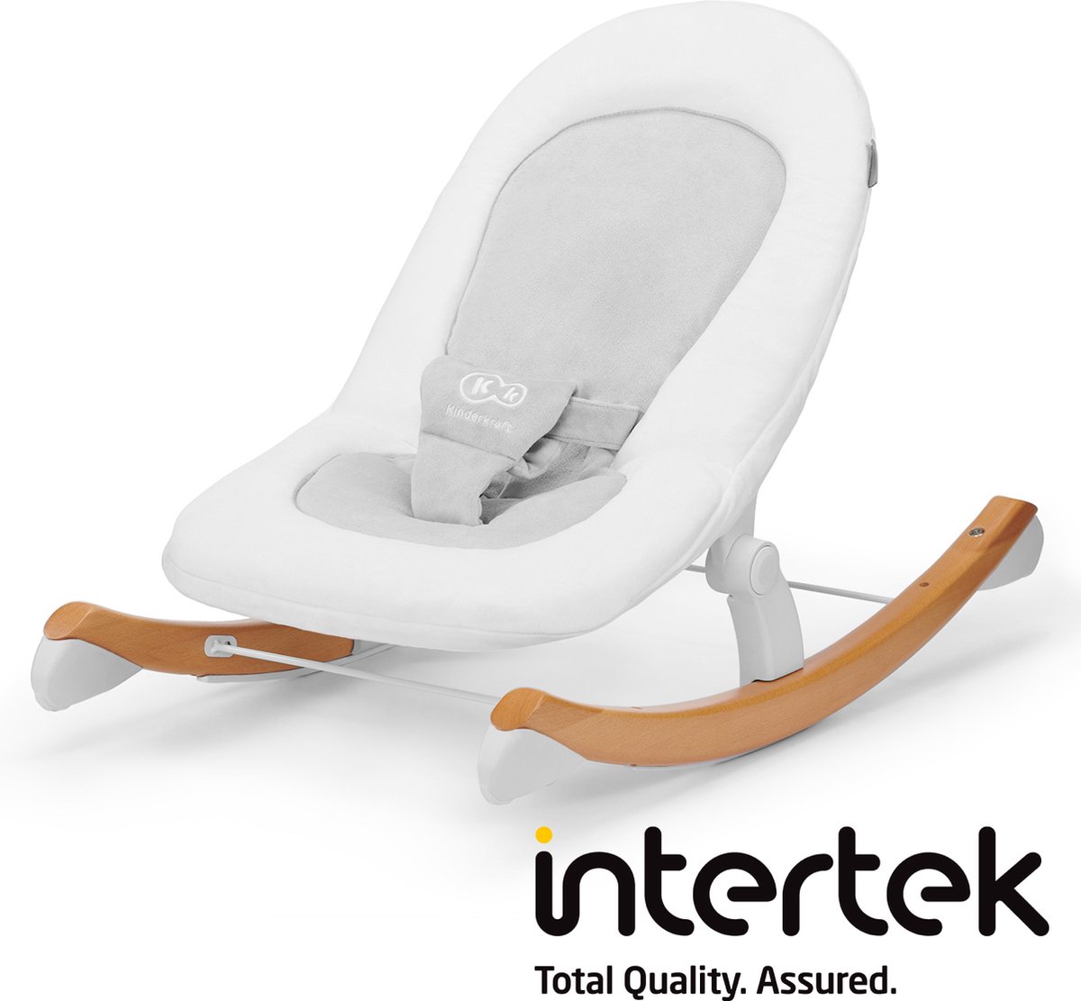 Goedkoopste Kinderkraft FINIO - Schommelstoel met lig- en halfliggende positie - Van hout - Verstelbare glijders - Zachte pluche bekleding - Veiligheidsriemen - Voor baby's tot 9 kg - Eenvoudig schoon te maken - Compatibel met FINI kinderstoel - Wt