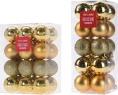 Kleine kunststof kerstversiering set van 3 cm en 4 cm kerstballen in het goud - 44x stuks - Voor kleine kerstbomen