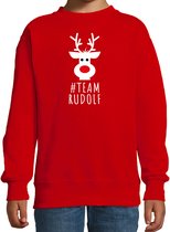 Team Rudolf Kerstsweater - rood - kinderen - Kersttruien / Kerst outfit 7-8 jaar (122/128)