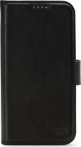 Apple iPhone 13 Pro Hoesje - Senza - Pure Serie - Echt Leer Bookcase - Deep Black - Hoesje Geschikt Voor Apple iPhone 13 Pro