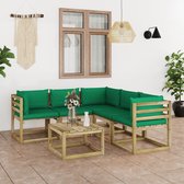 Decoways - 6-delige Loungeset met groene kussens