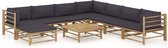 Decoways - 9-delige Loungeset met donkergrijze kussens bamboe