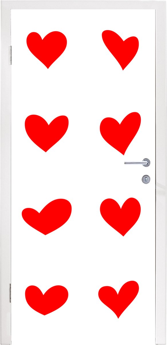 Afbeelding van product StickerSnake  Deursticker Een tekening met hartjes in verschillende vormen - 90x215 cm - Deurposter