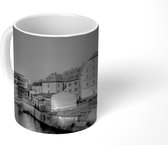 Mok - Panaroma afbeelding van huizen in het Duitse Halle - zwart wit - 350 ML - Beker