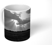 Mok - Zonnestralen over de skyline van Haarlem - zwart wit - 350 ML - Beker