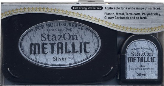 Stazon sneldrogend stempelkussen Metallic Silver incl navulling