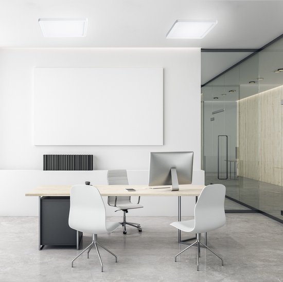 Navaris LED plafondlamp - Vierkante lamp voor aan het plafond - Ultra plat - Met indirecte verlichting - Dimbaar - 42 x 42 x 2,5 cm - 22W