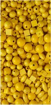 Wooden beads in glass +/-85g yellow