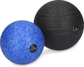 Balle de massage Navaris Fascia 2 pièces - Balle de massage ronde pour le dos, les pieds et les épaules - En différentes tailles - Entraînement des fascias - Blauw et noir