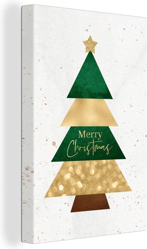 Canvas Schilderij Kerstboom - Quotes - Spreuken - Merry Christmas - 120x180 cm - Wanddecoratie XXL