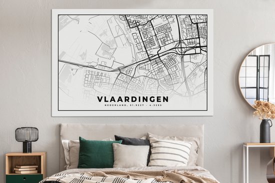 Peinture sur Toile Carte - Vlaardingen - Nederland - 180x120 cm - Décoration murale XXL