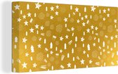 Canvas Schilderij Kerst - Patronen - Goud - 40x20 cm - Wanddecoratie