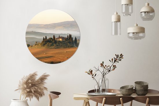 Cercle mural - Cercle mural - Toscane - Paysage - Italie - Aluminium - ⌀ 90 cm - Intérieur et extérieur