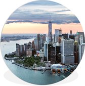WallCircle - Wandcirkel ⌀ 30 - Luchtfoto van New York - Ronde schilderijen woonkamer - Wandbord rond - Muurdecoratie cirkel - Kamer decoratie binnen - Wanddecoratie muurcirkel - Woonaccessoires