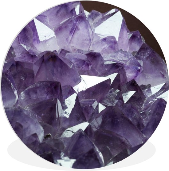 Cercle mural - Cercle mural Indoor - ⌀ 60 cm - Plastique - Gros plan d'une améthyste sur fond sombre