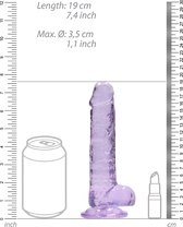 7" / 18 cm Realistic Dildo With Balls - Purple - Realistic Dildos