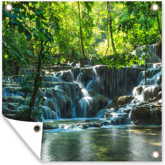 Tuinposters Jungle waterval in Palenque Mexico - 50x50 cm - Tuindoek - Buitenposter
