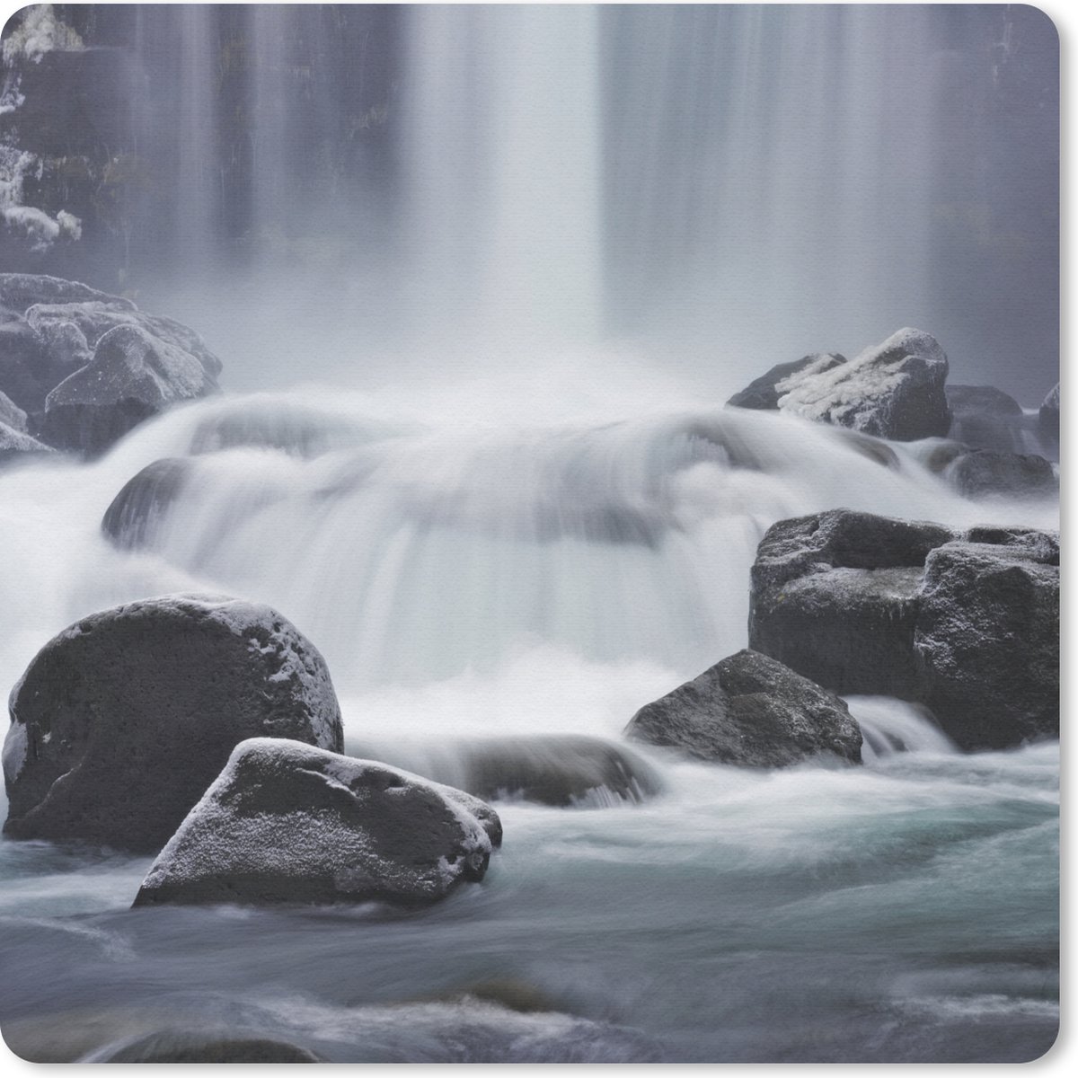 Muismat 30x30 cm - Mousepad Waterval - Stenen - Natuur - Muismatten