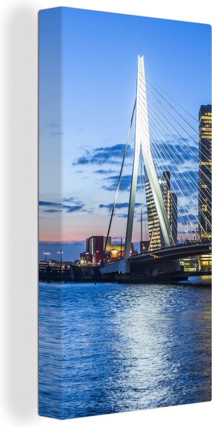 Canvas Schilderij Rotterdam - Water - Skyline - 40x80 cm - Wanddecoratie