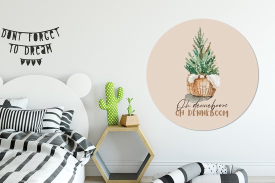 Wall Circle - Wall Circle Indoor - Noël - Citations - Oh pin oh pin - Proverbes - ⌀ 120 cm - Décoration murale - Peintures ronds XXL