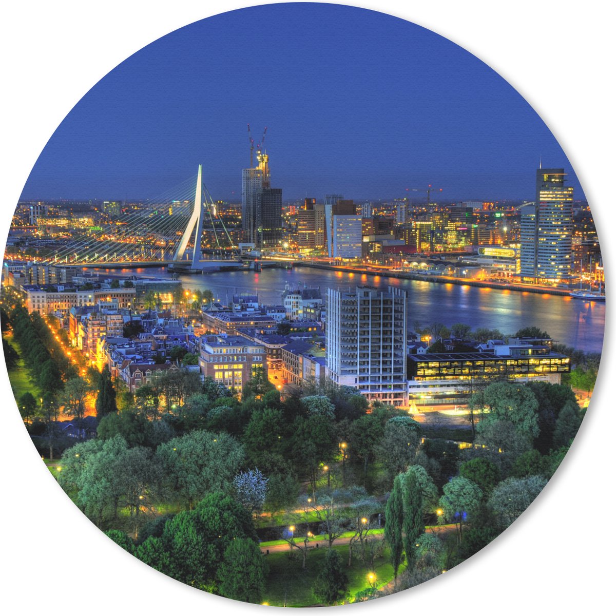 Muismat rond 30x30 cm - Mousepad Rotterdam - Nederland - Skyline - Ronde muismatten