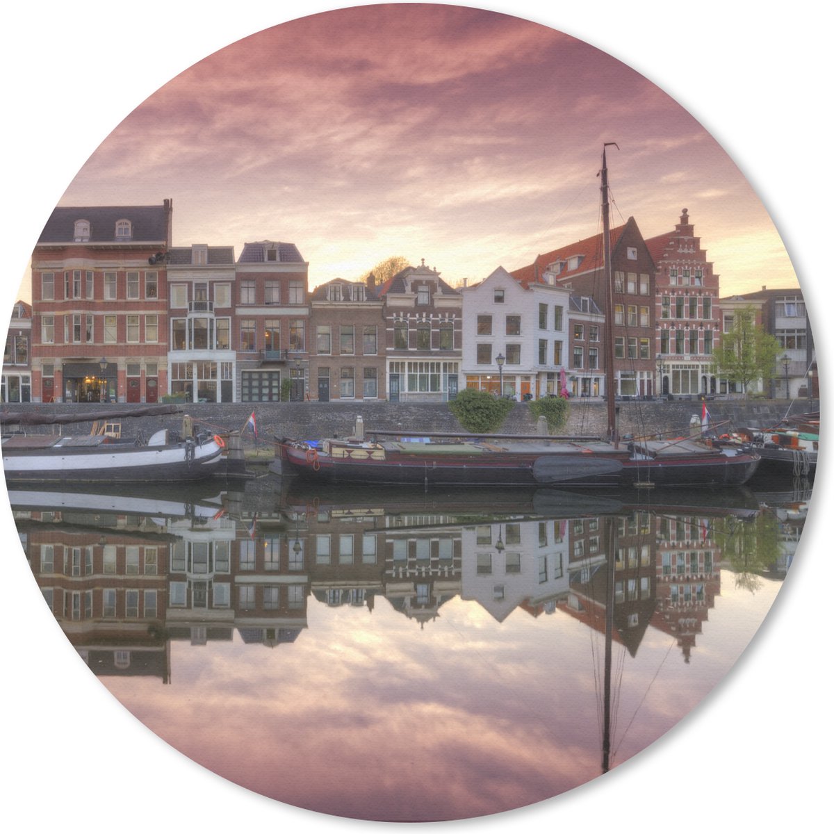 Muismat rond 50x50 cm - Mousepad Rotterdam - Boot - Reflectie - Ronde muismatten
