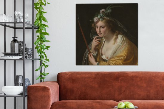 Tableau sur Toile Une Bergère - Peinture de Paulus Moreelse - 90x90 cm - Décoration murale