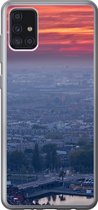 Geschikt voor Samsung Galaxy A52 5G hoesje - Rotterdam - Zonsondergang - Roze - Siliconen Telefoonhoesje