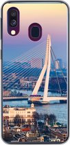 Geschikt voor Samsung Galaxy A40 hoesje - Rotterdam - Skyline - Zonsondergang - Siliconen Telefoonhoesje