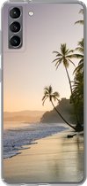 Geschikt voor Samsung Galaxy S21 Plus hoesje - Strand - Zonsondergang - Tropisch - Siliconen Telefoonhoesje