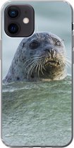 Geschikt voor iPhone 12 hoesje - Noordzee - Zeehond - Water - Siliconen Telefoonhoesje