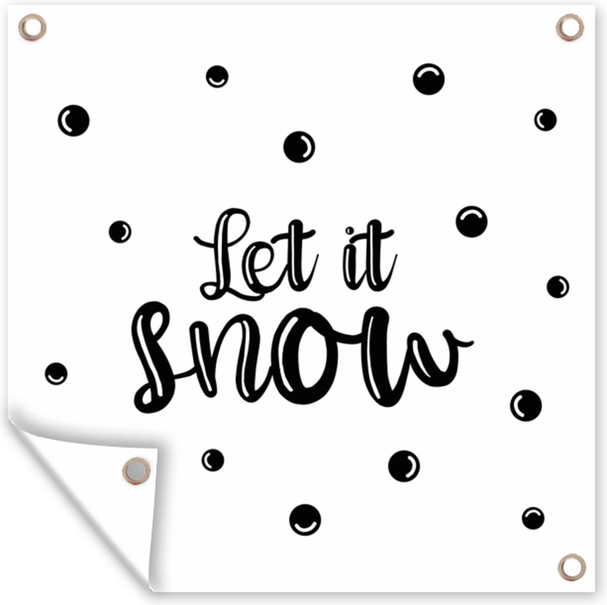 Tuindoek Kerstmis met Spreuk "Let it snow" in sneeuwthema - 100x100 cm