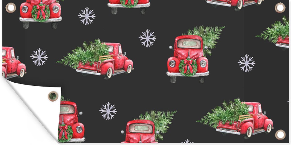 Moderne kerstboom en auto patronen op 60x30 cm tuinposter voor buiten van GreatGardenPosters.