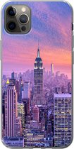 Geschikt voor iPhone 13 Pro Max hoesje - New York - Kleuren - Skyline - Siliconen Telefoonhoesje