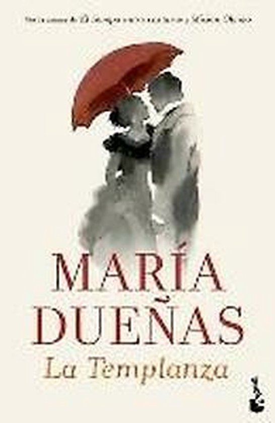 Couverture du livre 'La Templanza' avec une illustration d'un couple sous un parapluie rouge.