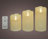 3x LED kaars/stompkaars creme wit met afstandsbediening - Kerst diner tafeldecoratie - Home deco kaarsen