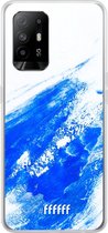 6F hoesje - geschikt voor OPPO A94 5G -  Transparant TPU Case - Blue Brush Stroke #ffffff