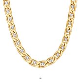 Twice As Nice Halsketting in goudkleurig edelstaal, gourmet met kristallen  40 cm+5 cm