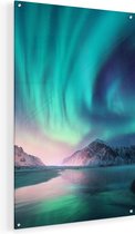 Artaza Glasschilderij - Groene Noorderlicht in Noorwegen - 50x75 - Plexiglas Schilderij - Foto op Glas