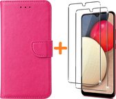 Samsung A03S hoesje - bookcase Pink - Galaxy A03S wallet case portemonnee hoesje - A03S Hoesje book cover hoesjes Samsung A03s screenprotector / 2X Beschermglas