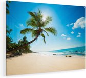 Artaza Glasschilderij - Tropisch Strand En Zee In Sri Lanka  - 120x90 - Groot - Plexiglas Schilderij - Foto op Glas