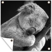 Tuinposters Koala - Tak - Zwart - Kids- Jongens - Meisjes - 50x50 cm - Tuindoek - Buitenposter