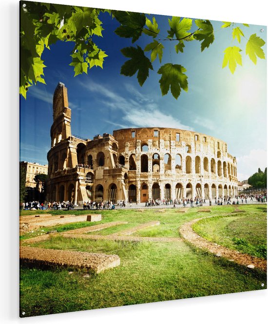 Artaza Glasschilderij - Colosseum in Rome, Italië - 90x90 - Groot - Plexiglas Schilderij - Foto op Glas