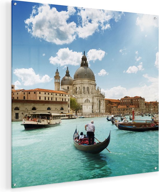 Artaza Glasschilderij - Basiliek San Marco in Venetië op het Water - 70x70 - Plexiglas Schilderij - Foto op Glas