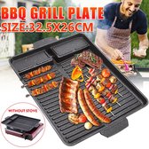 Barbecuepannen-BBQ Grill Barbecuepan-Non-stick Rookloze -Houtskool Grillplaat voor Butaan