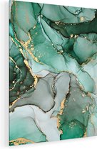 Artaza Glasschilderij - Abstracte Kunst - Blauwe Marmer met Goud - 75x100 - Groot - Plexiglas Schilderij - Foto op Glas
