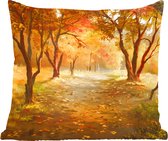 Sierkussens - Kussentjes Woonkamer - 40x40 cm - Een illustratie van een bos in de herfst