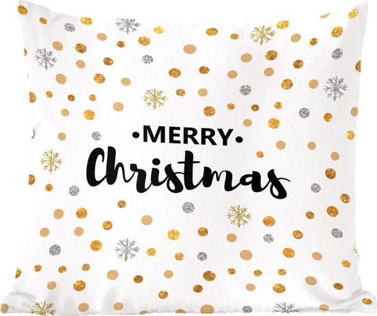 Sierkussens - Kussentjes Woonkamer - 50x50 cm - Kerstmis - Quotes - Goud - Merry Christmas - Spreuken - Kerstversiering - Kerstdecoratie voor binnen - Woonkamer