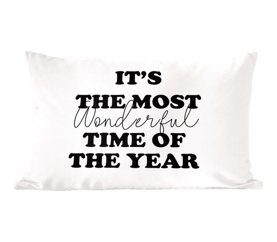 Sierkussens - Kussentjes Woonkamer - 50x30 cm - Kerstmis - Quotes - It's the most wonderful time of the year - Spreuken - Kerst - Kerstversiering - Kerstdecoratie voor binnen - Woonkamer